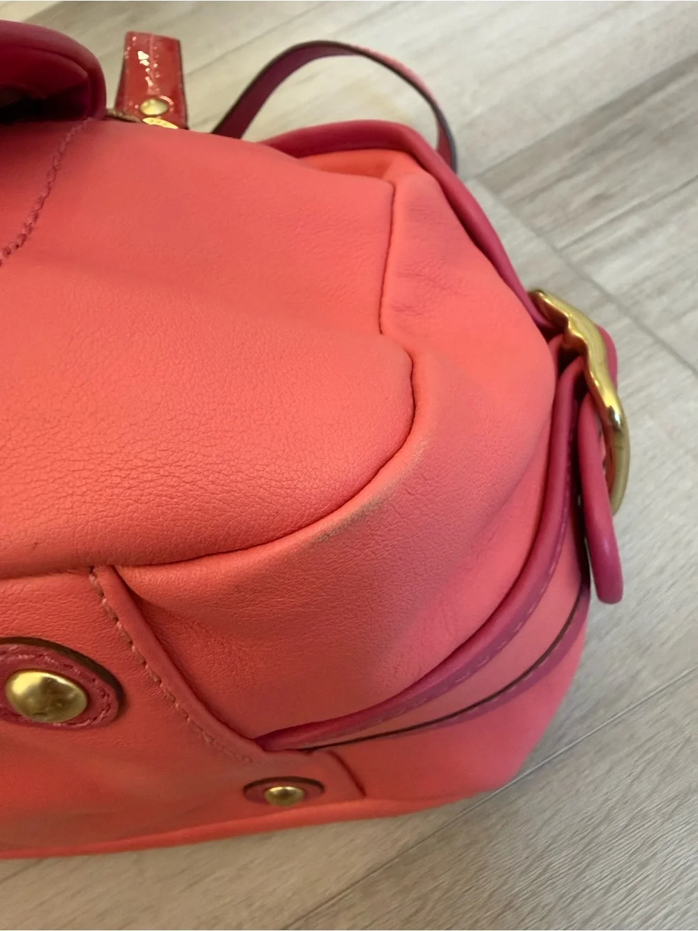 Coach Coral Pink Leather Shoulder Bag